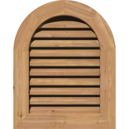 Round Top Gable Vent Functional, Western Red Cedar Gable Vent W/1 X 4 Flat Trim Frame, 20W X 24H